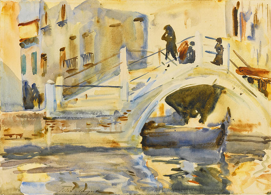 Venice. Bridge with Figures  Drawing by John Singer Sargent