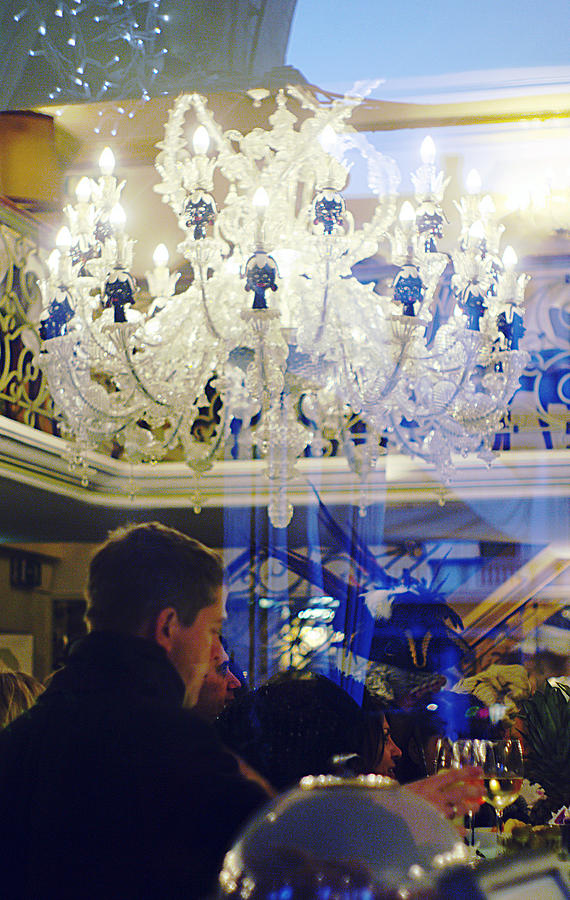 Murano Chandelier In A Venice Cafe Photograph by Suzanne Powers