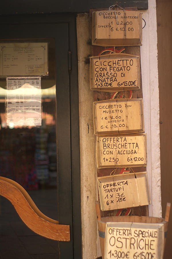 Venice Cafe Menu Photograph by Suzanne Powers