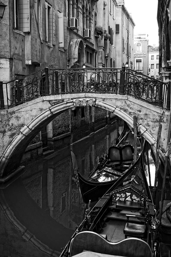 Venice Canal and Bridge Monotone Photograph by Allan Van Gasbeck