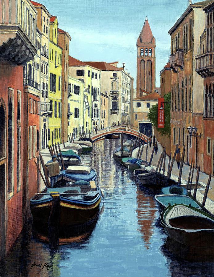 Venice Canal Reflections Painting by Janet King