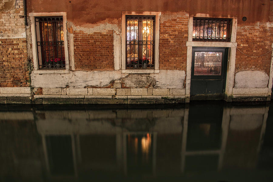 Venice Canal at Night  Photograph by John McGraw