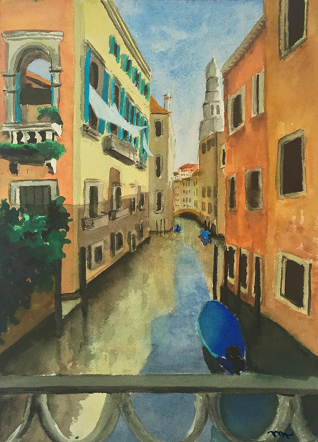 Venice canal from a bridge Painting by Monika Arturi - Fine Art America