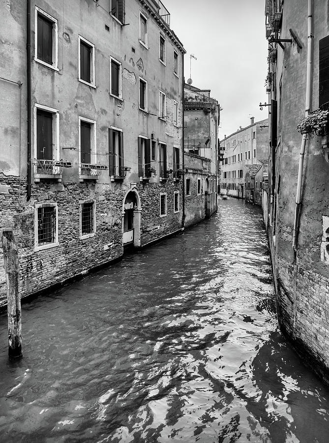 Venice Canal in Black and White Photograph by Georgia Fowler
