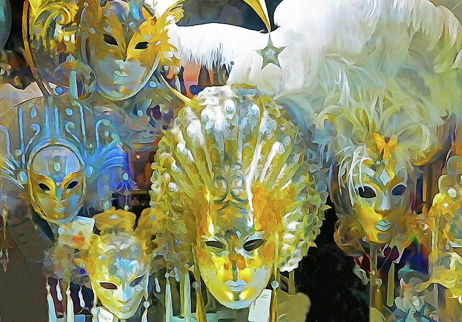 Italy Digital Art - Venice Carnival Masks by Dennis Cox