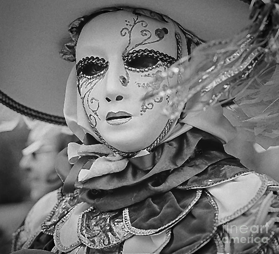 Black And White Pyrography - Venice carnival portraits  by Cyril Jayant