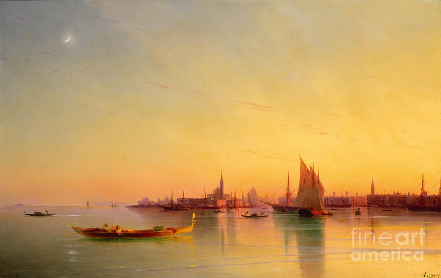 Boat Painting - Venice from the Lagoon at Sunset by Ivan Konstantinovich Aivazovsky