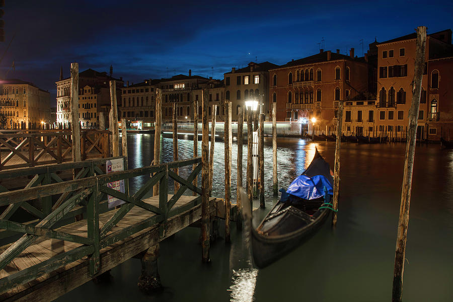 Venice Gondala at Night  Photograph by John McGraw