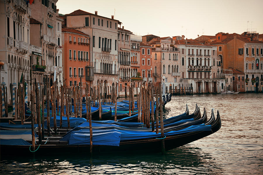 Venice Gondola in canal Photograph by Songquan Deng