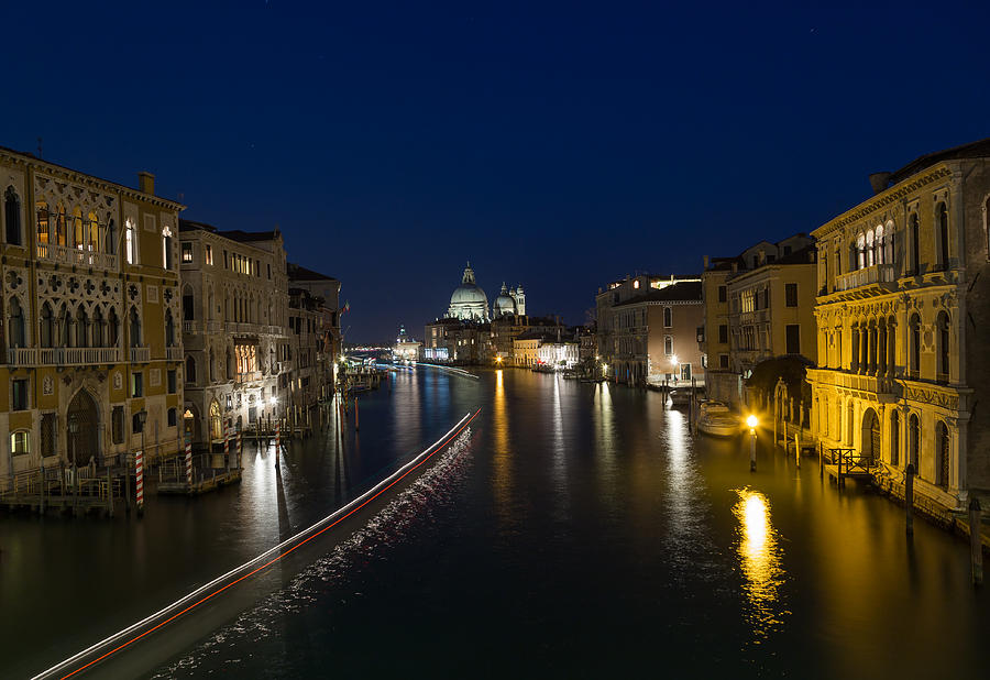 Venice Grand Canal and Buildings at Night Photograph by Travel and ...