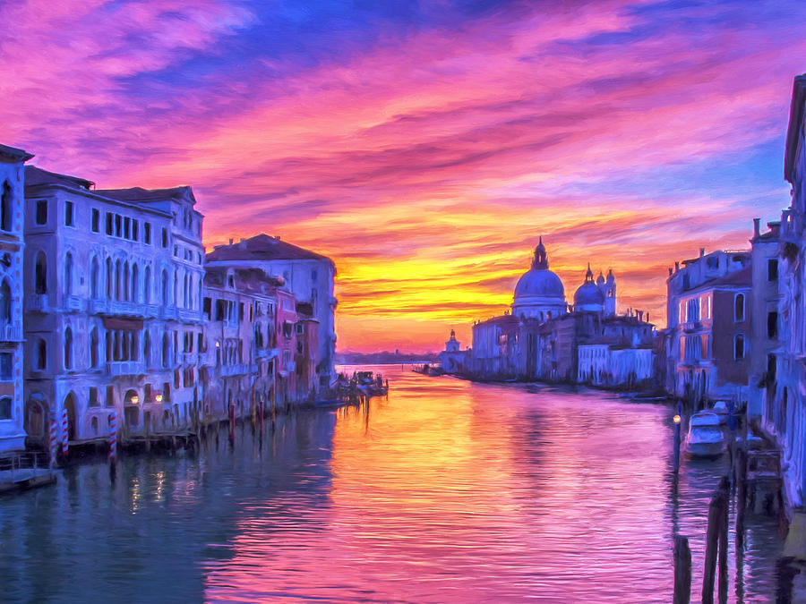 Venice Grand Canal at Sunset Painting by Dominic Piperata