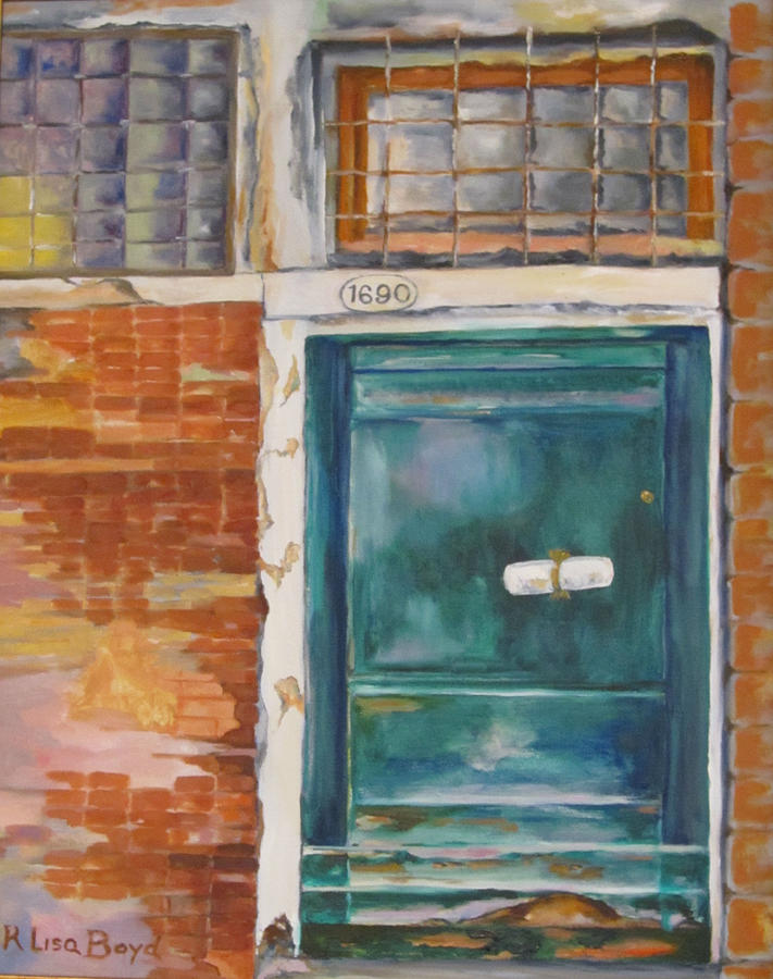 Venice Green Door Painting by Lisa Boyd