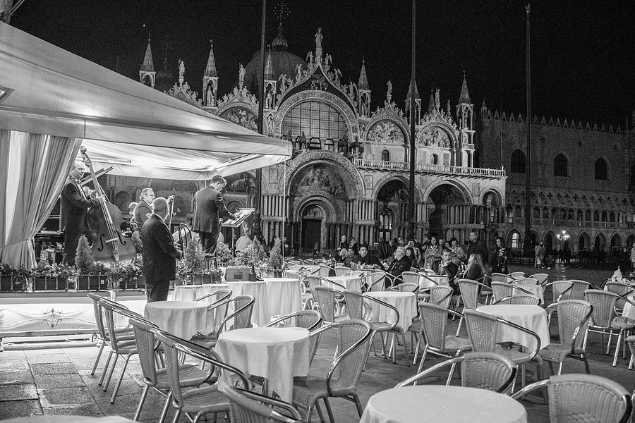 Venice in the evening Black and White  Photograph by John McGraw