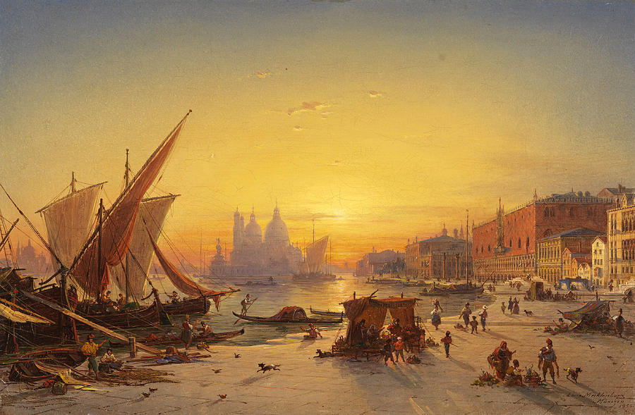 Venice in the evening light Painting by Ludwig Mecklenburg