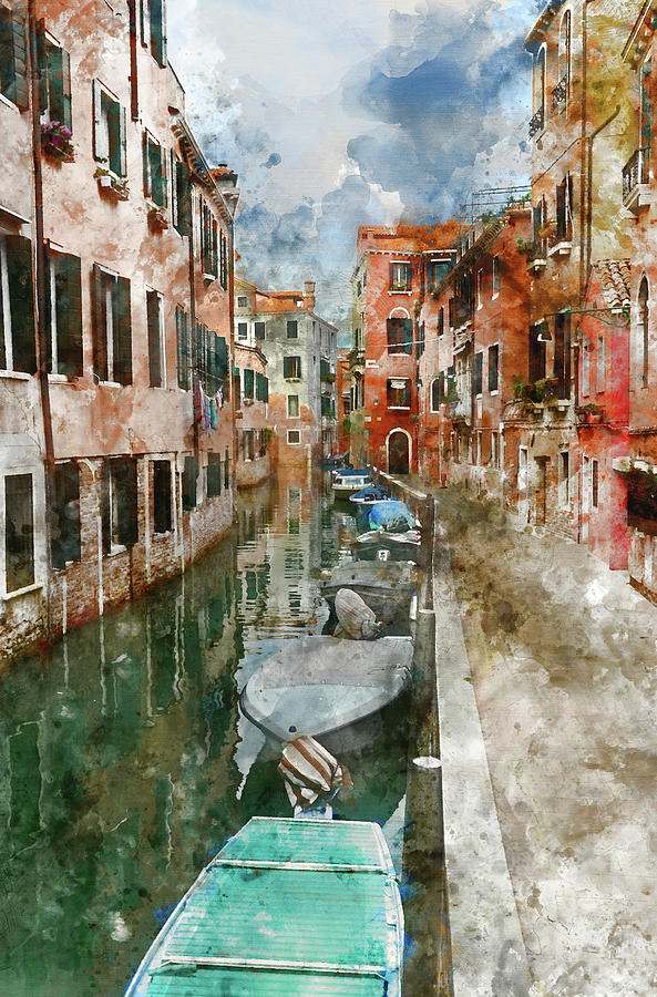 Venice Italy Canals with Colorful Houses and Boats Photograph by Brandon Bourdages