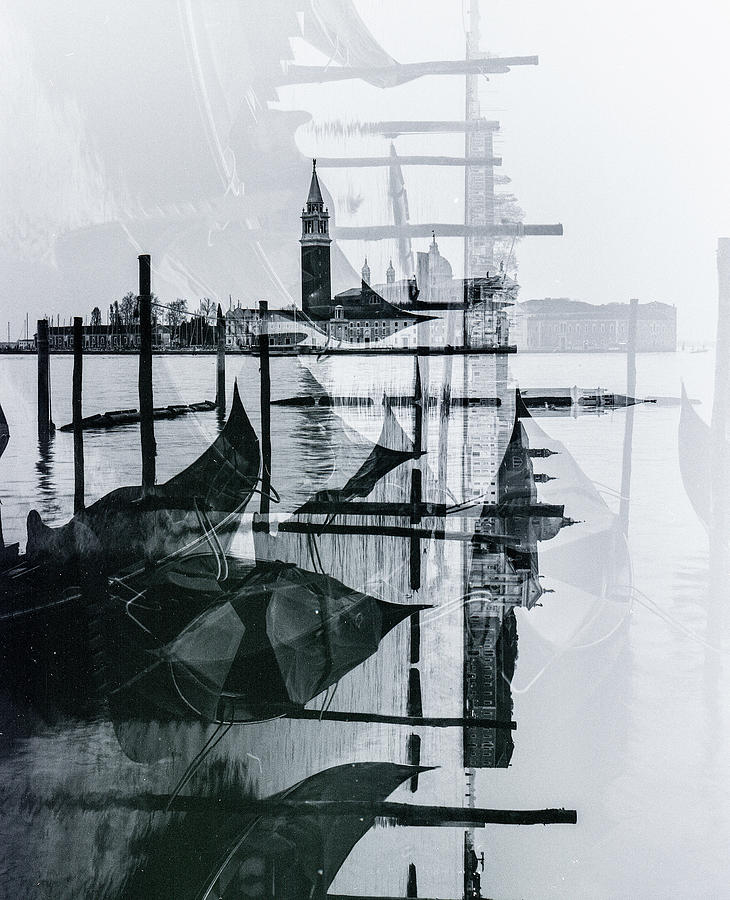Black And White Photograph - Venice Italy Double Exposure on Film  by John McGraw