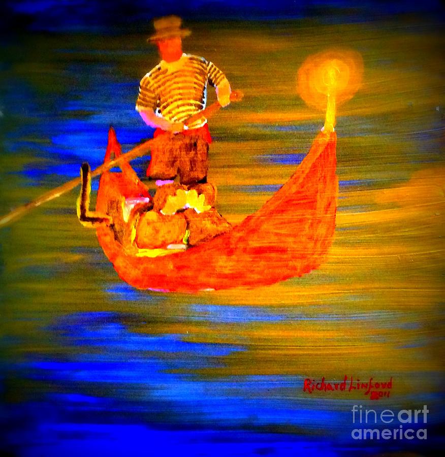 Venice Italy Gondola lovers Painting by Richard W Linford