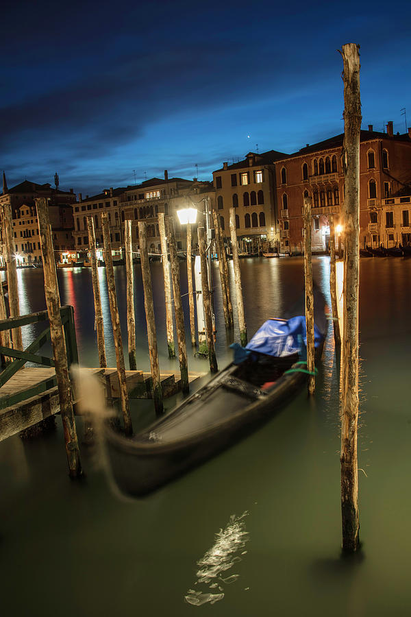 Venice Italy Gondola at Blue Hour  Photograph by John McGraw