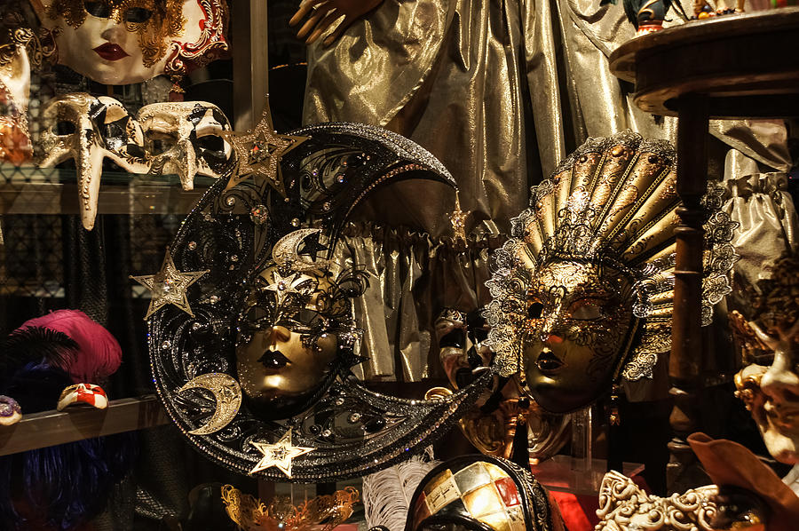 Venetian Carnival Masks Solid-Faced Canvas Print
