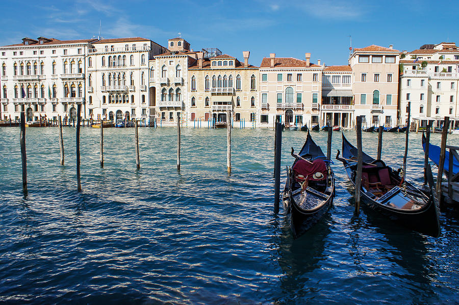 Venice Italy - Traditional Venetian Gondolas on the Grand Canal Photograph by Georgia Mizuleva