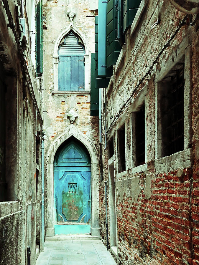 Venice Italy Turquoise Blue Door  Photograph by Brooke T Ryan