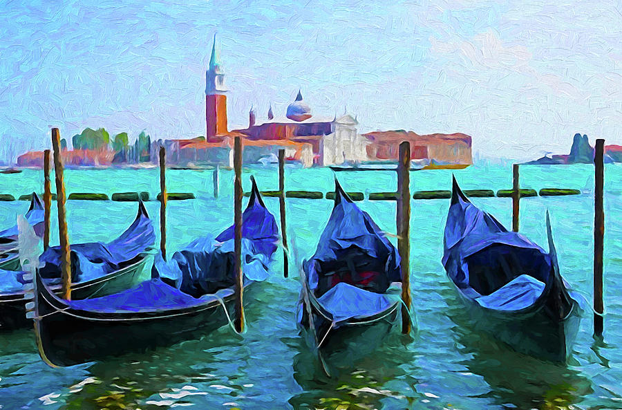 Venice Lagoon Gondolas Digital Art by Dennis Cox