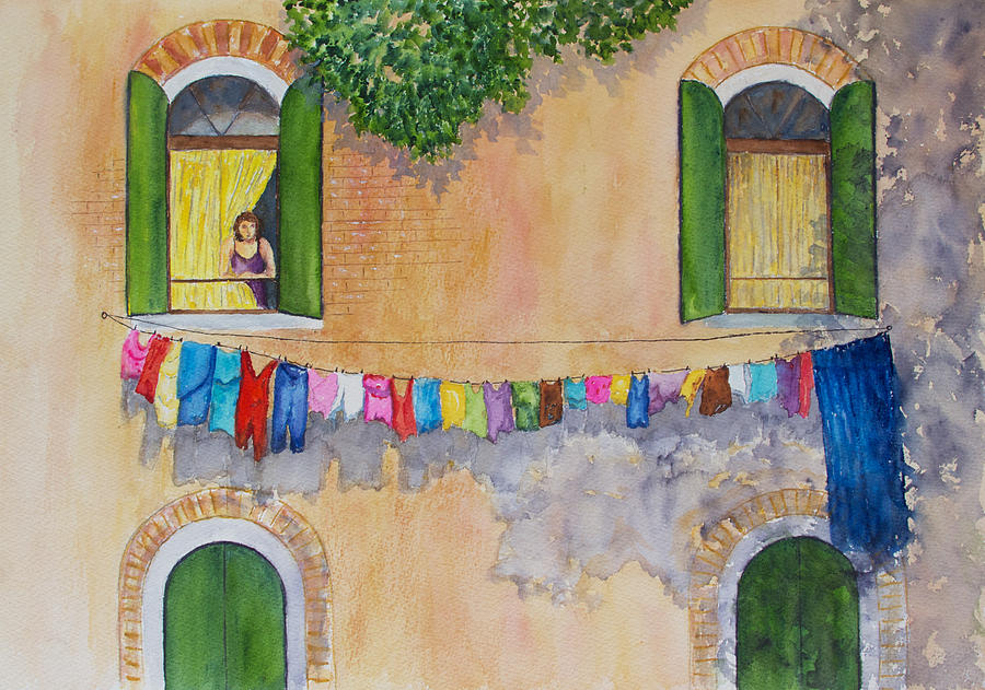 Venice Laundry Day Painting by Patricia Beebe