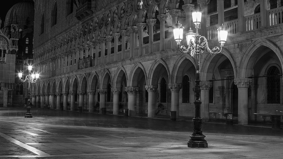 Venice Piazza San Marco Black and Whte  Photograph by John McGraw