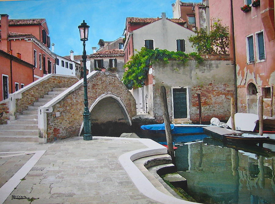 Venice Piazzetta and bridge Mixed Media by Italian Art