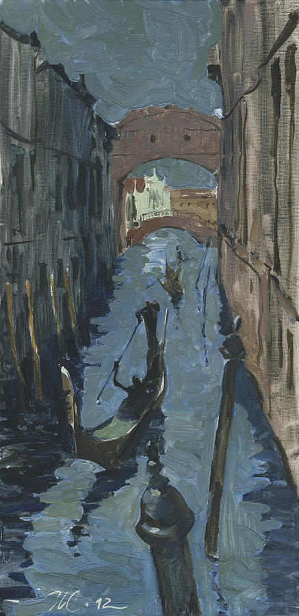 Venice. Ponte dei Sospiri in Twilight Painting by Igor Sakurov