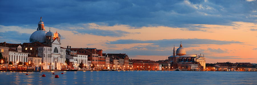 Venice skyline panorama at night Photograph by Songquan Deng