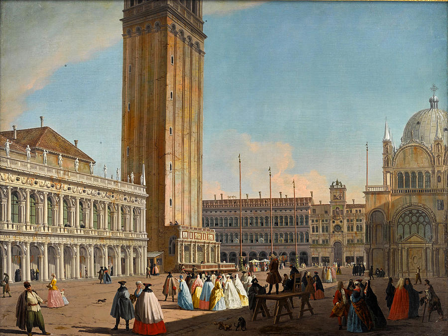 Venice the piazzetta looking north-west towards the campanile Painting by Johann Richter