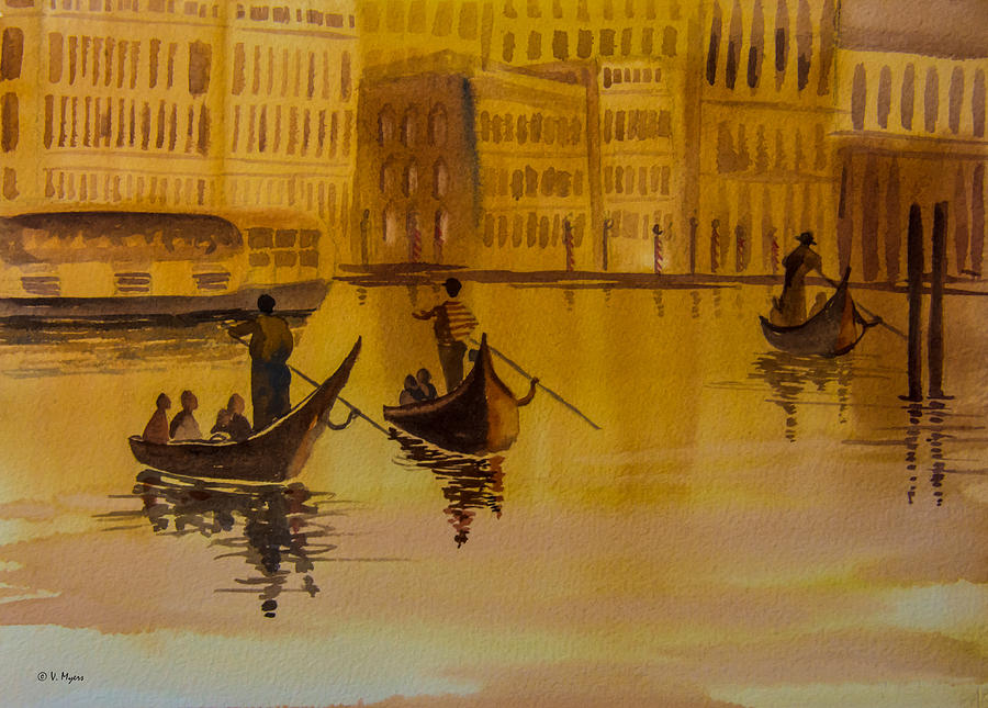 Venice Gondolas Painting by Vickie Myers