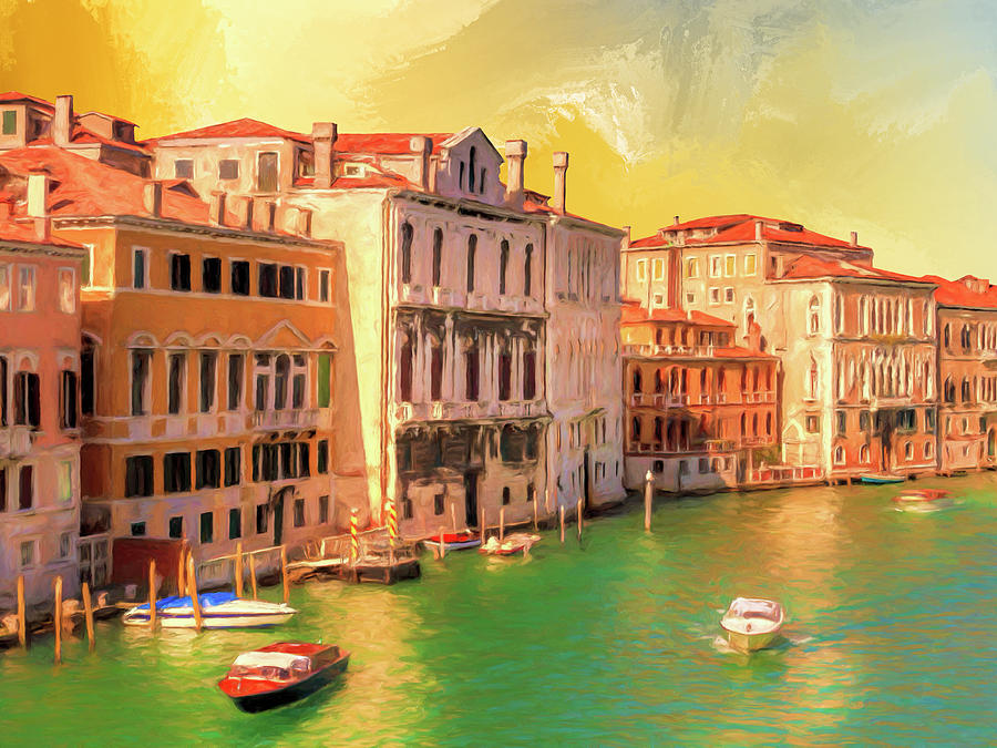 Venice Water Taxis Painting by Dominic Piperata
