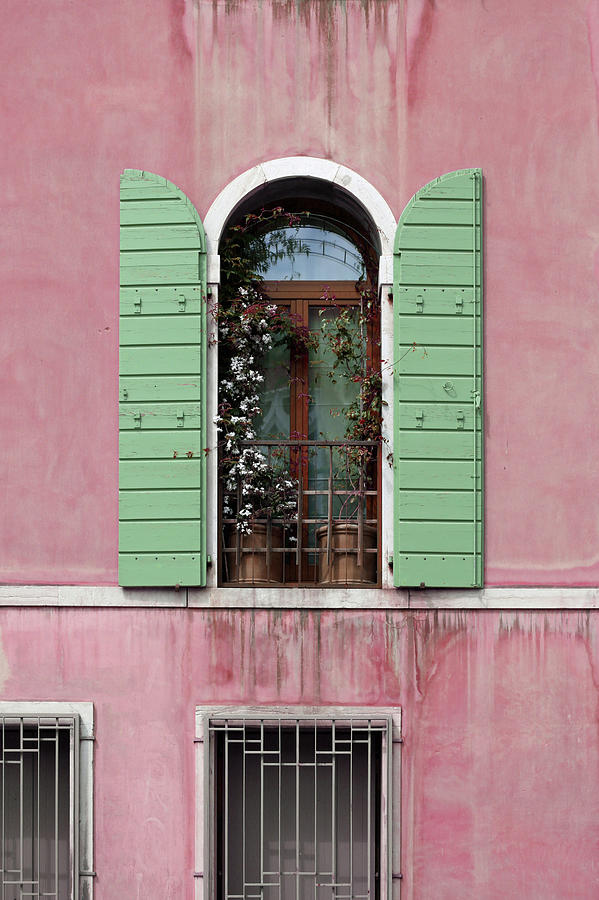 Venice Window in Pink and Green Photograph by Brooke T Ryan