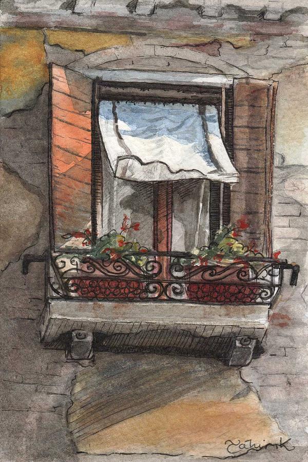 Landscape Painting - Venice Window by Tahirih Goffic