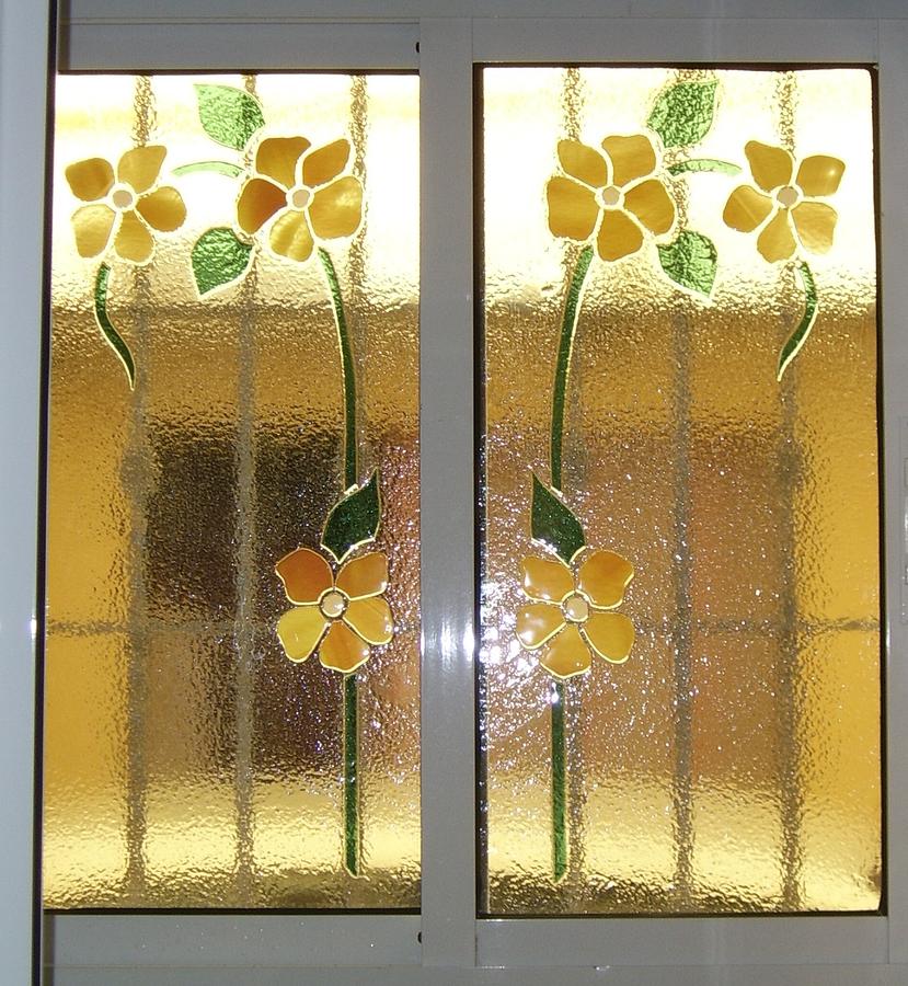 Ventana Con Flores Glass Art by Justyna Pastuszka
