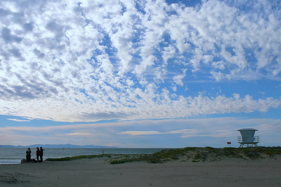 Ventura Beach With Blue Sky And  Puffy Clouds Photograph