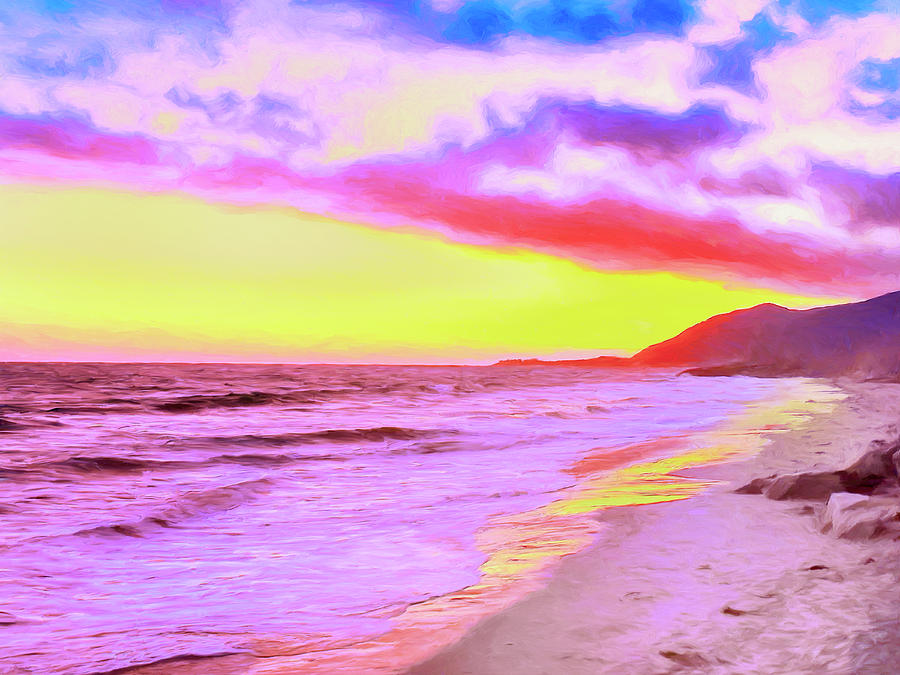 Ventura Beach Sunset Painting by Dominic Piperata