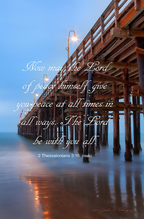 Pier Photograph - Ventura CA Pier with Bible Verse by John A Rodriguez