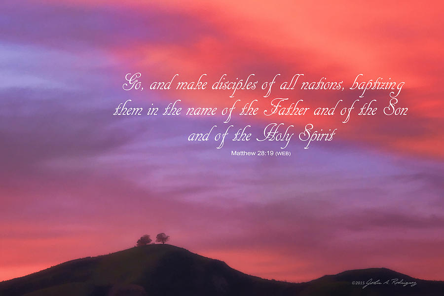 Ventura CA Two Trees at Sunset with Bible Verse Photograph by John A Rodriguez