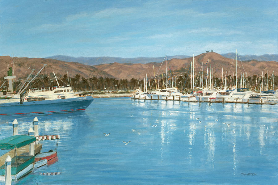 Harbor Painting - Ventura Harbor and the Two Trees by Tina Obrien