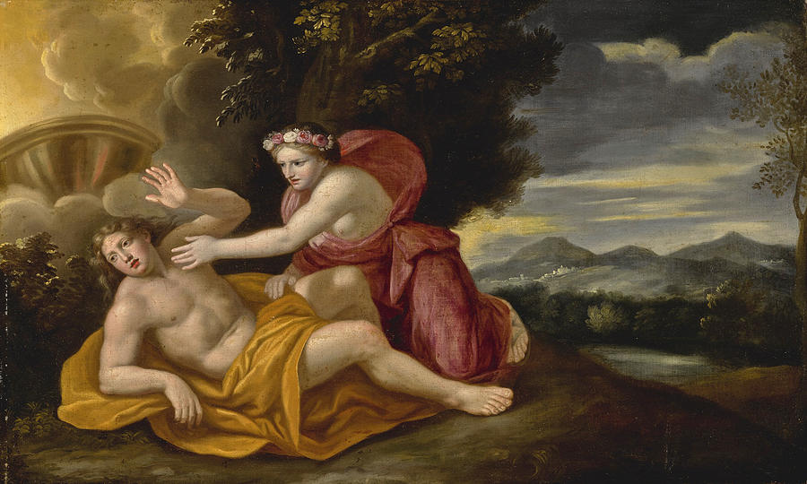 Venus and Adonis Painting by Attributed to Nicolas Colombel
