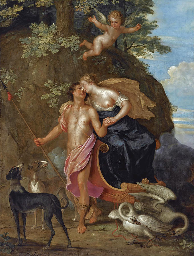 Venus And Adonis Painting - Venus and Adonis by Balthasar Beschey