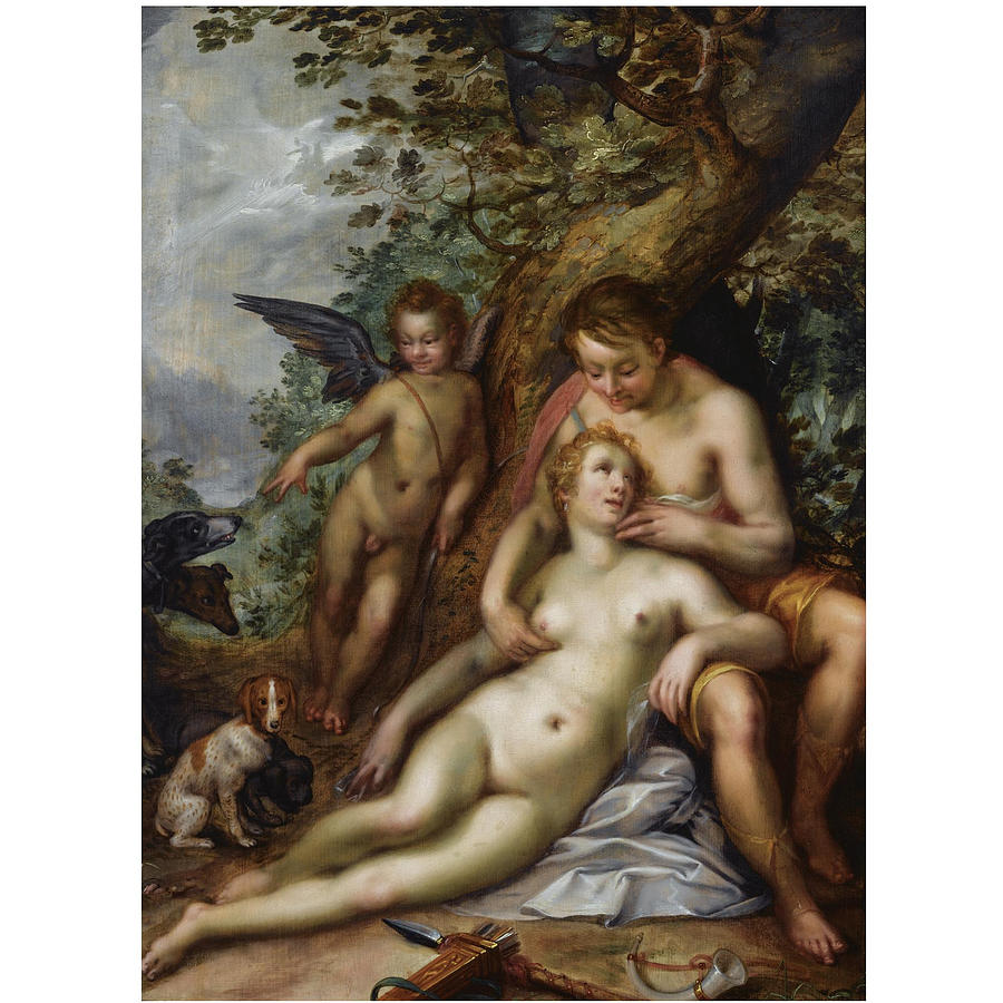 Hendrik Goltzius Painting - Venus and Adonis by Hendrik Goltzius