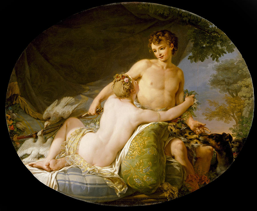 Venus And Adonis Painting - Venus and Adonis by Hugues Taraval