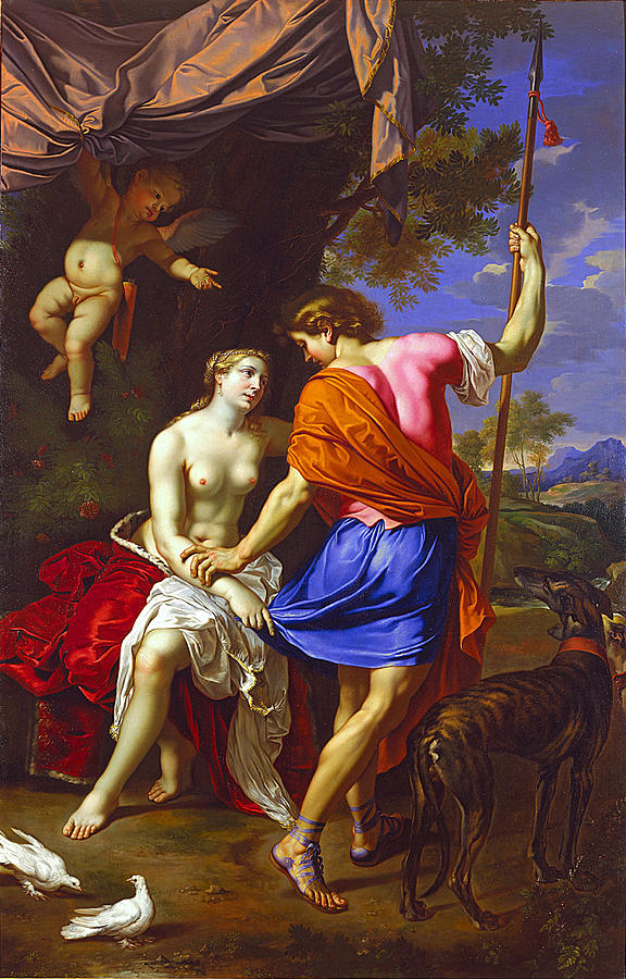 Venus and Adonis Painting by Nicolas Mignard