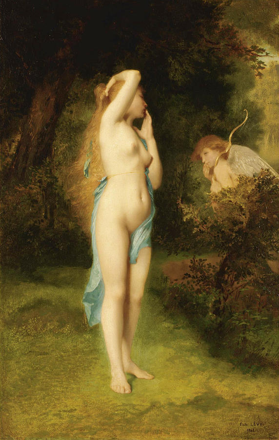 Venus and Cupid Painting by Emile Levy