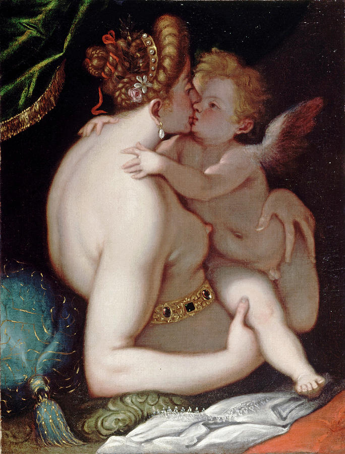 Venus and Cupid Painting by Giovanni Battista Paggi