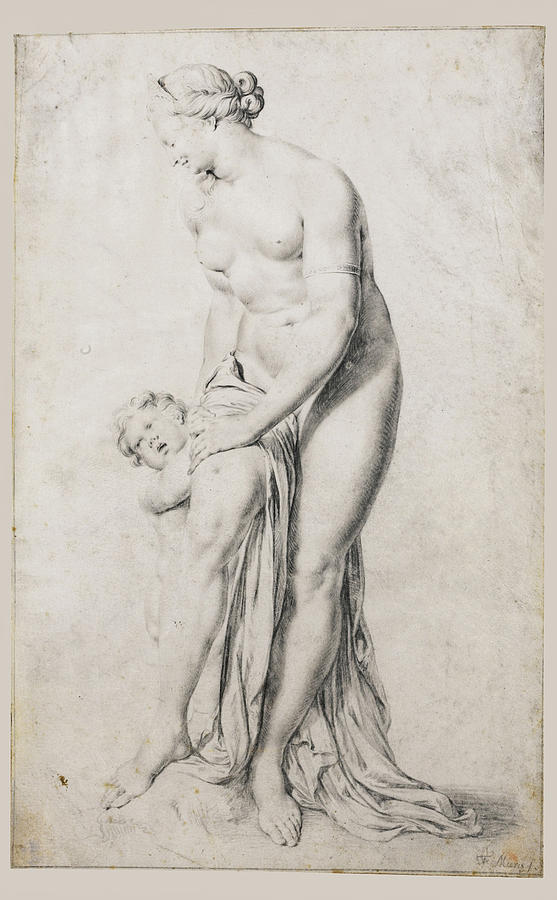 Venus and Cupid Drawing by Willem van Mieris